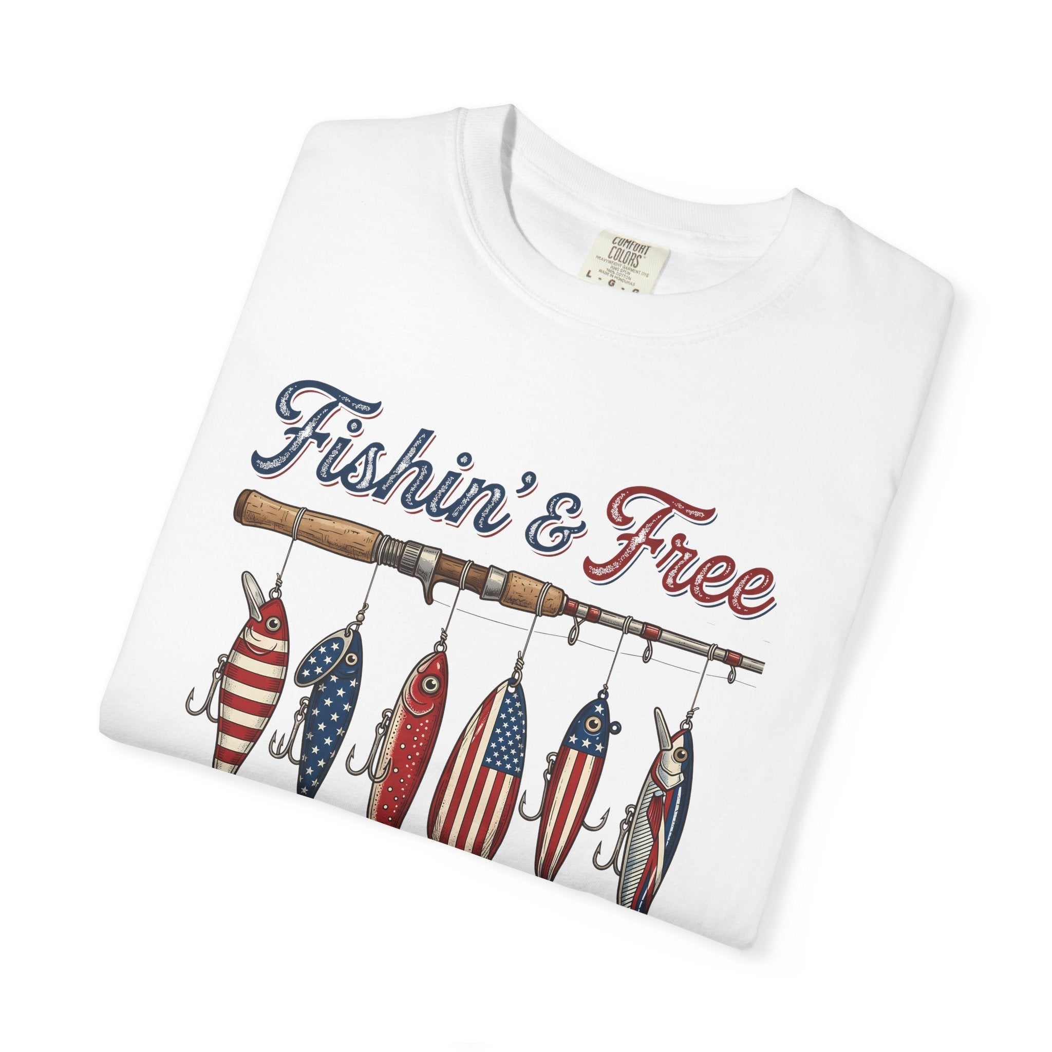 Fishing And Free Patriotic Comfort Colors® Tee