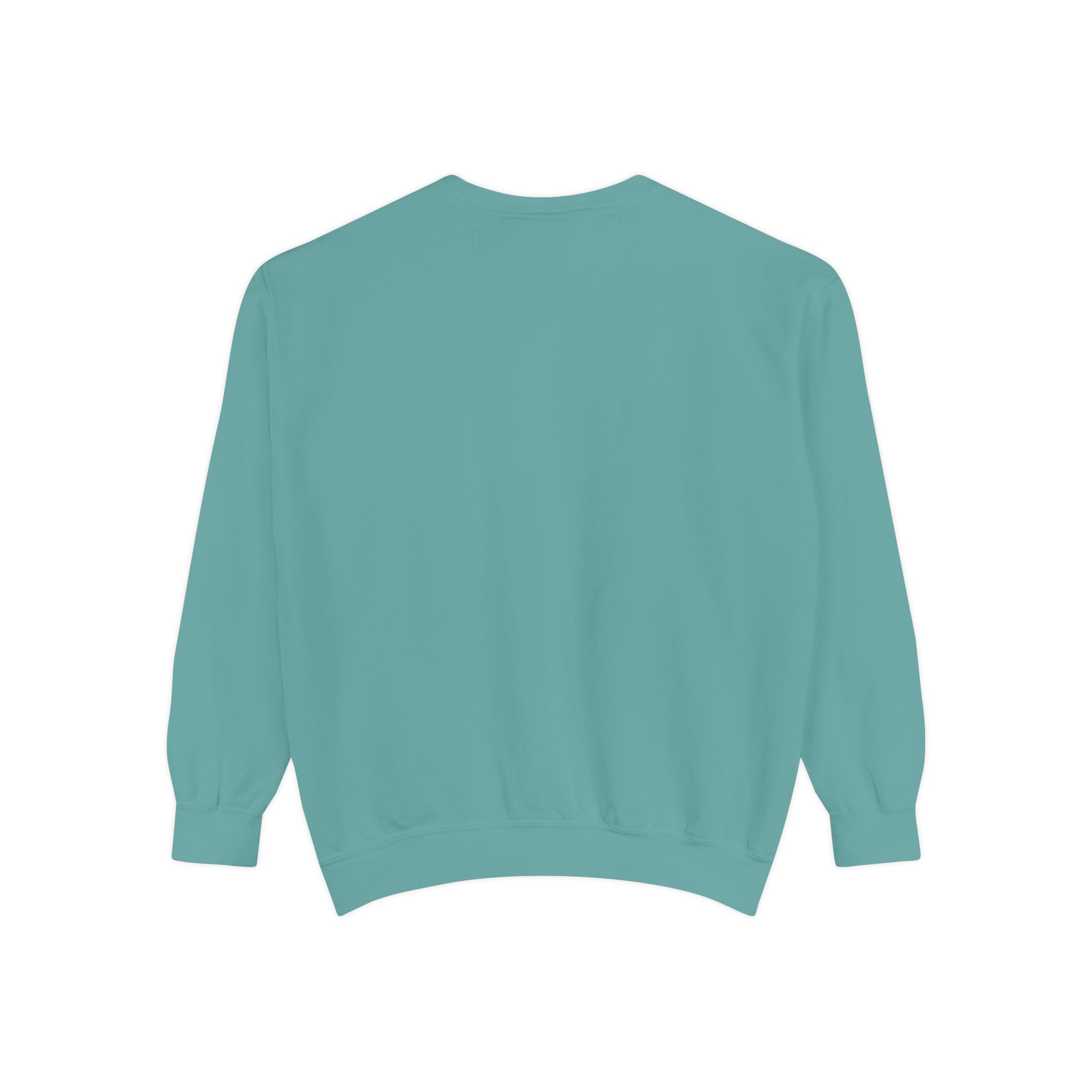 Teal sweatshirt back view image on a white background