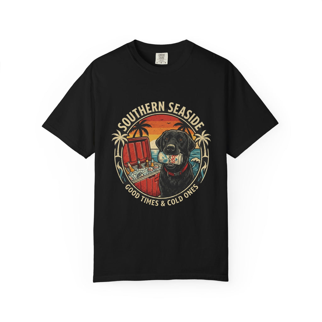Southern Seaside Good Times and Cold Ones Comfort Colors Graphic Tee