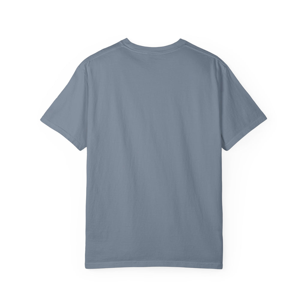 Plain blue t-shirt back view on a white background