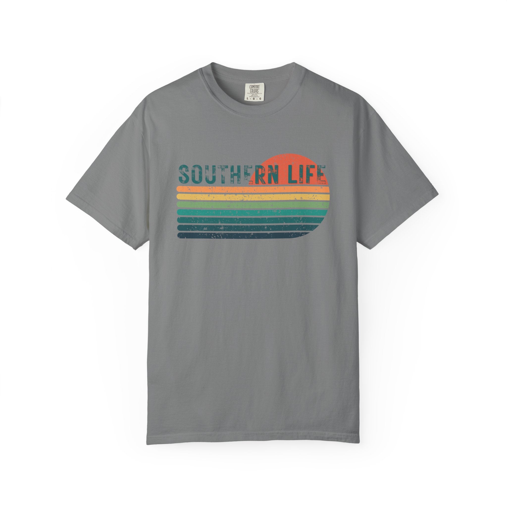 Gray t-shirt with 'Southern Life' graphic on a white background