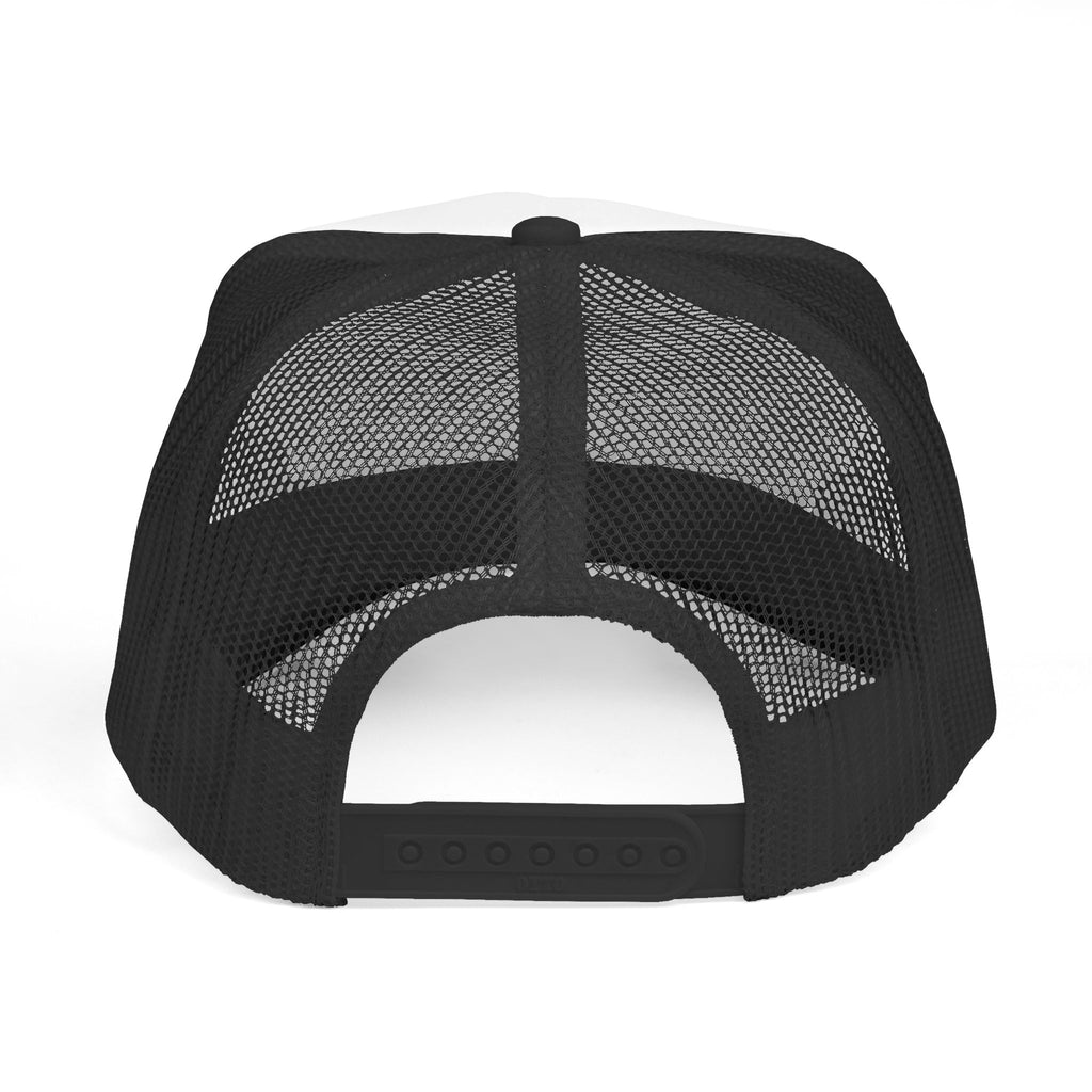 Black mesh cap back view on a white background