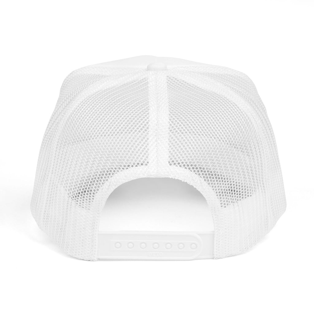 White mesh cap back view on a white background