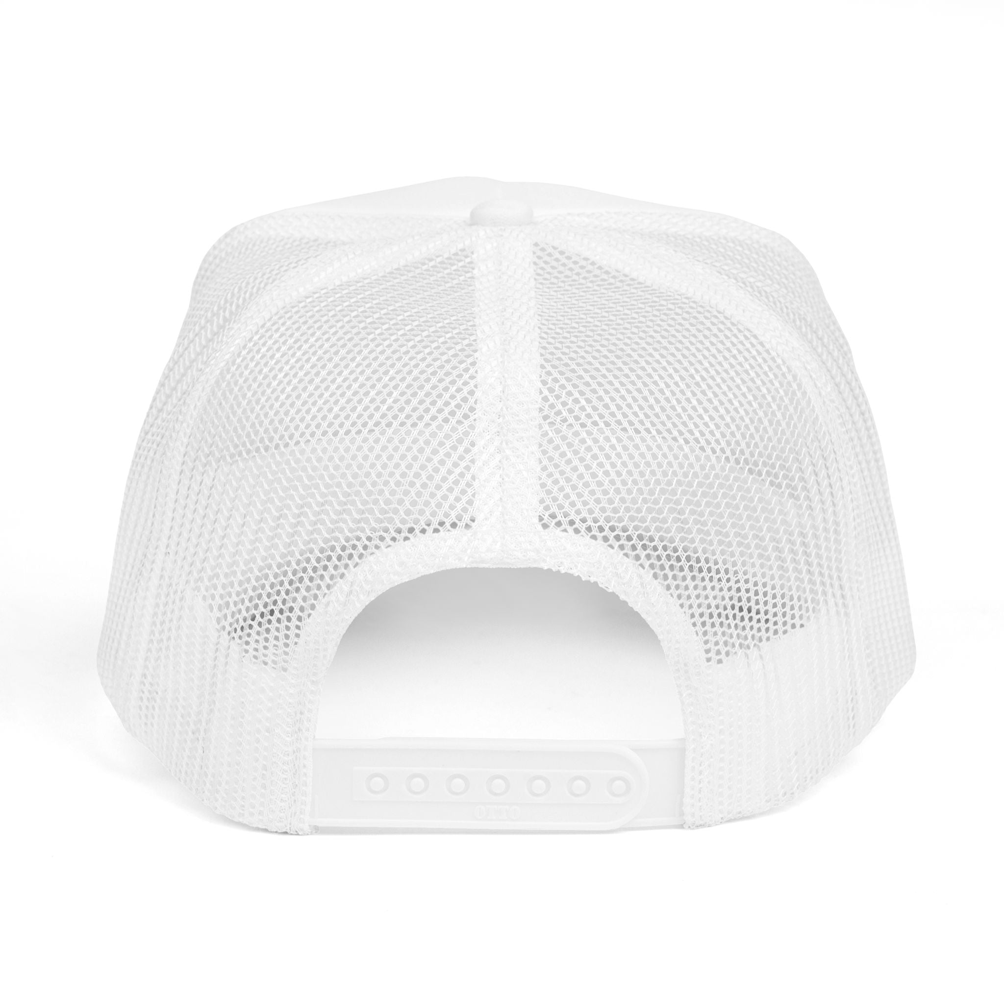 White mesh cap back view on a white background