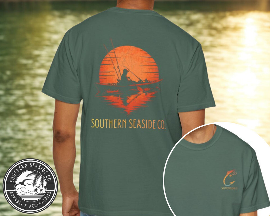 Sunset Fishing Silhouette Comfort Colors Graphic Tee