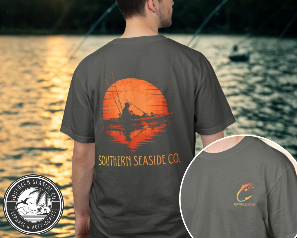 Sunset Fishing Silhouette Comfort Colors Graphic Tee