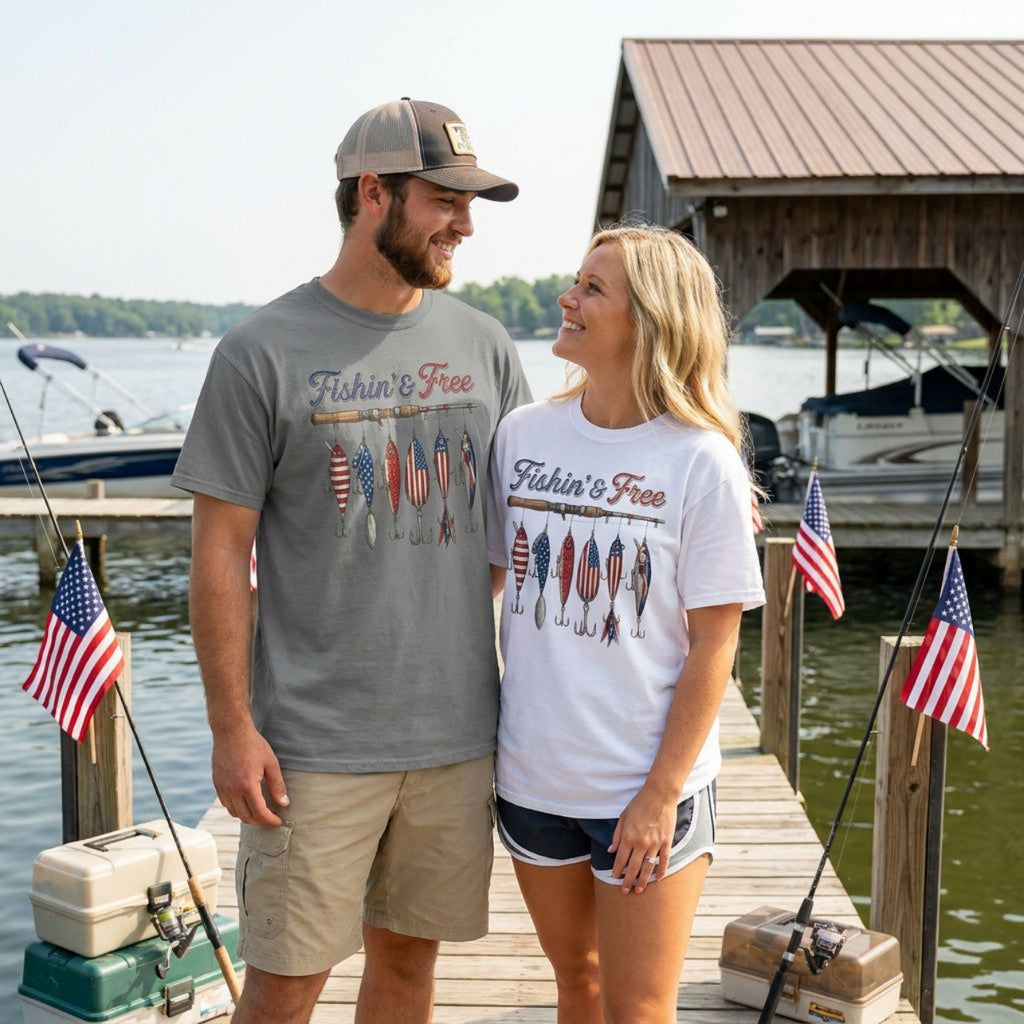 Fishing And Free Patriotic Comfort Colors® Tee