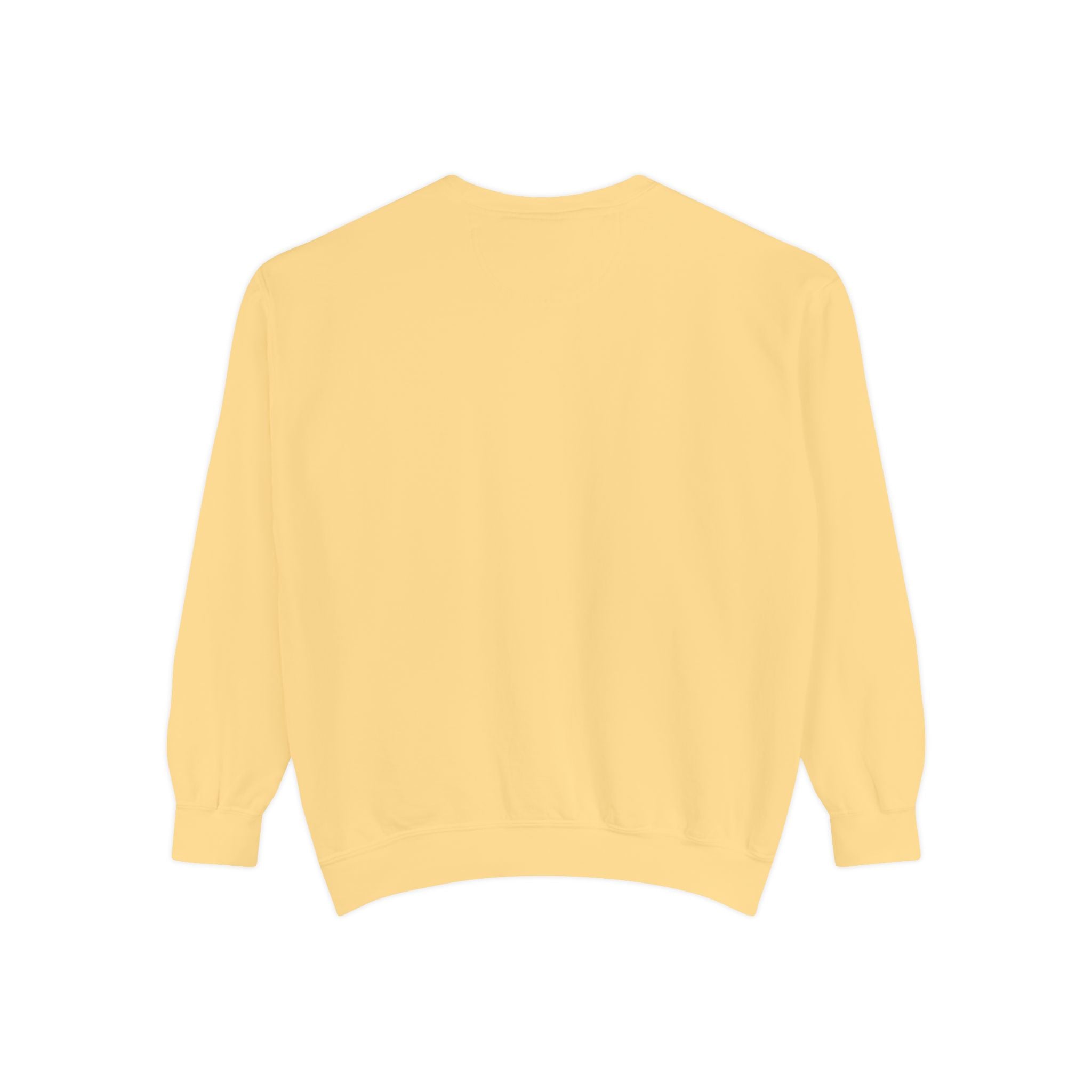 Yellow sweater back view image on a white background