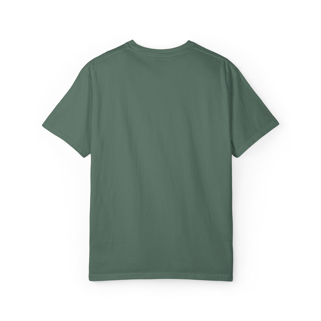 Green t-shirt back view on a white background