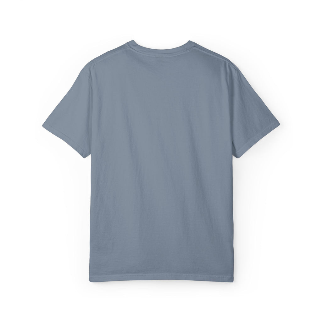 Plain blue t-shirt back view image on a white background