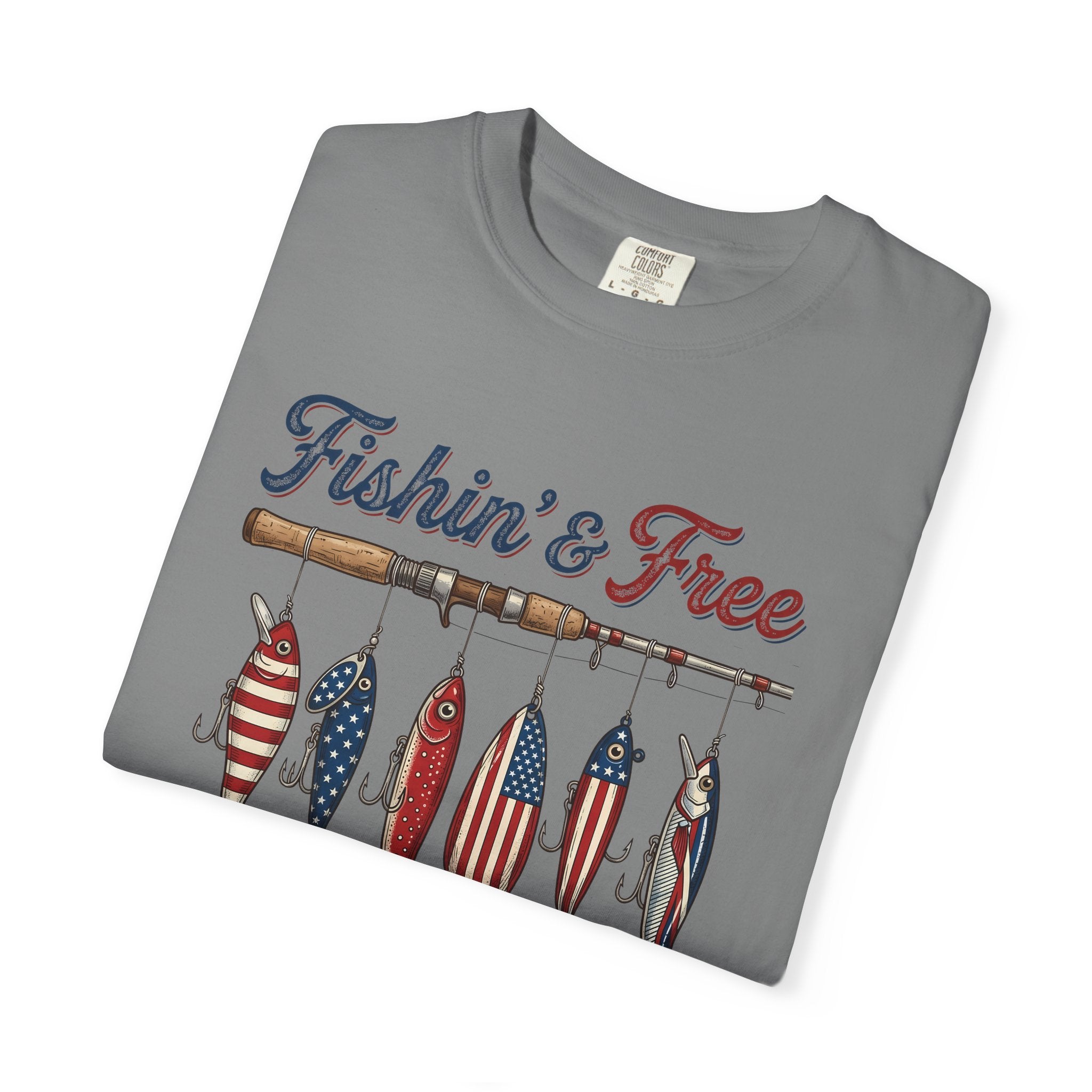 Fishing And Free Patriotic Comfort Colors® Tee