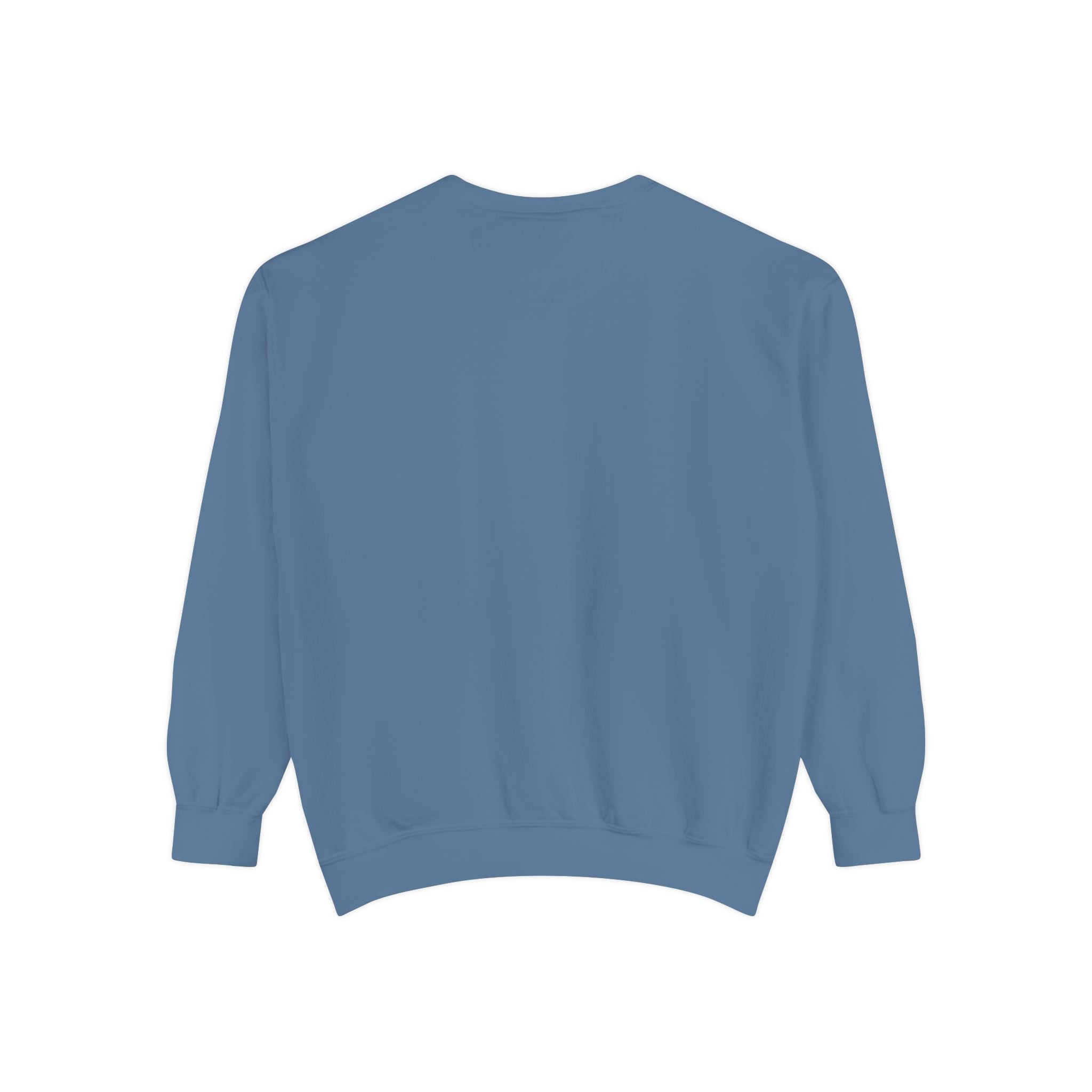 Blue sweatshirt back view image on a white background