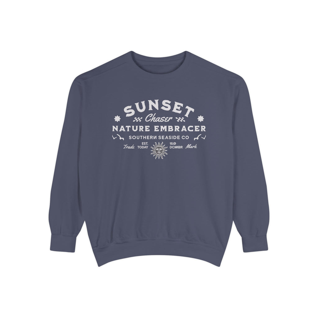Navy blue beach sweatshirt.