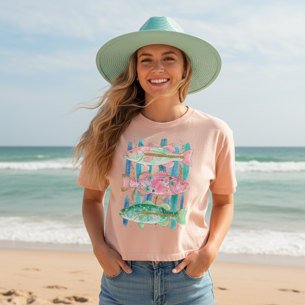 Preppy Fish Midi Crop Tee
