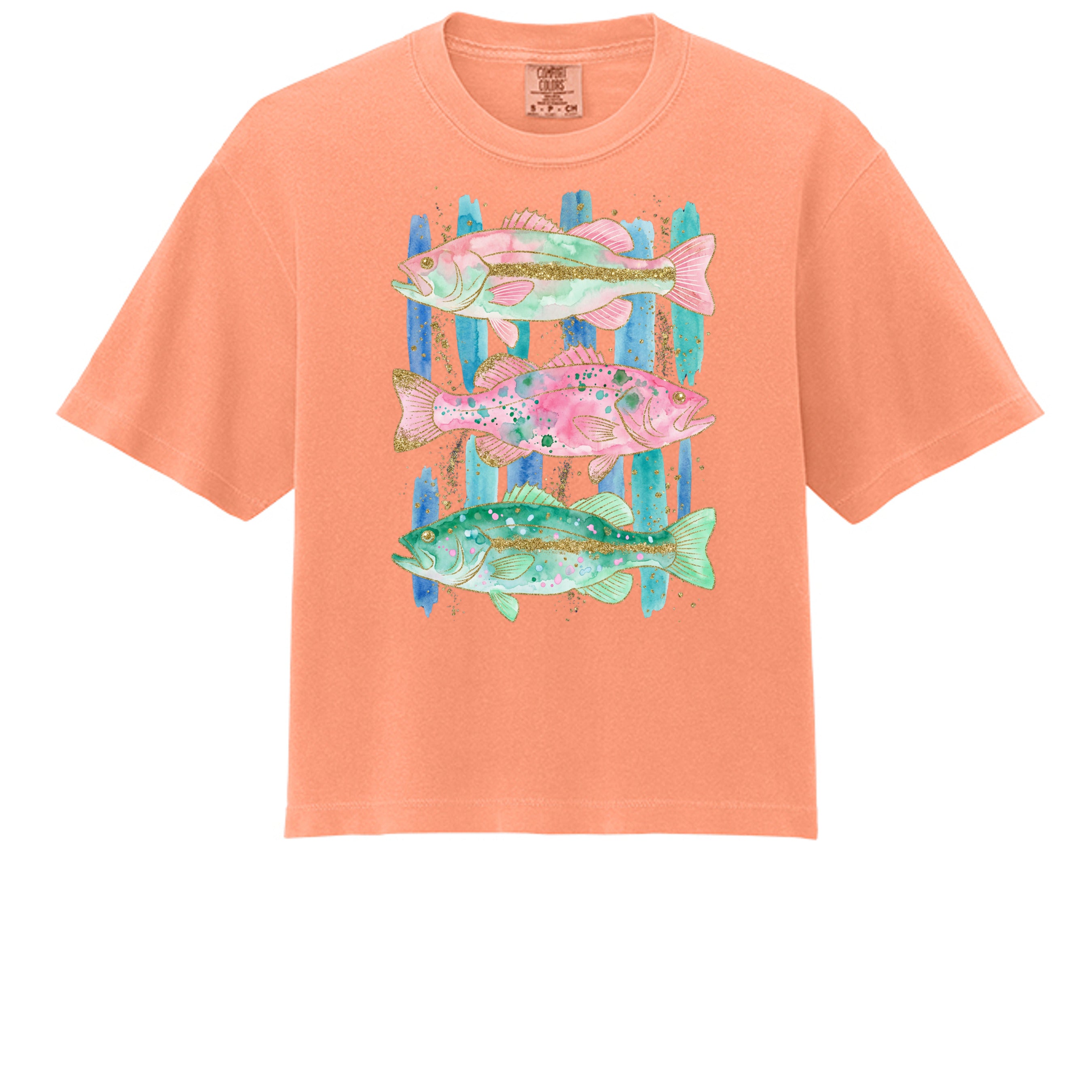 Womens Cropped T-Shirts a Neon T-Shirt with Fishing Design
